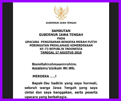 Tema sambutan merdeka 2018 adalah sayangi malaysiaku. Sambutan Gubernur Jawa Tengah Pada Upacara Peringatan Hut Ke 73 Kemerdekaan Ri 17 Agustus 2018 Komunitas Smk Kabupaten Grobogan