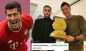 Robert lewandowski has had quite an incredible season. Robert Lewandowski Poses With Lego Ballon D Or His Chances Of Winning The Award Were Ruined Daily Mail Online