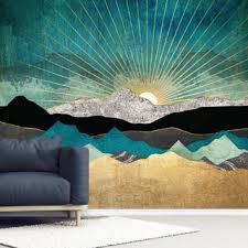 Peacock Vista Wallpaper Wallsauce Uk In 2020 Mural Wallpaper Mountain Mural Wallpaper