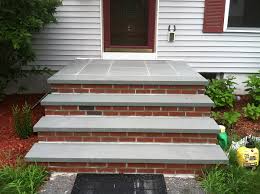 You should consider adding a brace. Blue Stone And Brick Steps Bluestone Treads And Thermal Bluestone Pavers With Mowhawk Face Brick Brick Steps Brick Patios Patio Steps