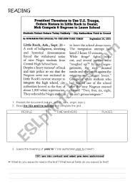 Article The Little Rock Nine Esl Worksheet By Madamev