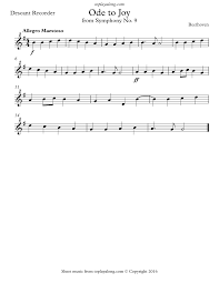 Beethoven Ode To Joy From Symphony No 9 Ode To Joy Sheet Music Recorder Sheet Music