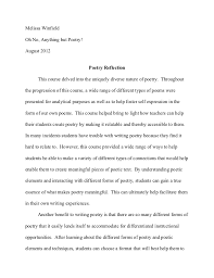 Find our here how you if you like to do it, the best way is to write a reflective paper to tell your friends and family about your. Poetry Reflection Paper