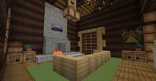 Minecraft Survival Log Cabin Interior Living Room Minecraft Cabin Living Room Minecraft Room Minecraft