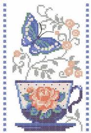 Tribal and vintage butterflies, orange, blue and green butterflies, dragonfly and. Cup And Butterfly Cross Stitch Free Embroidery Design Cross Stitch Machine Embroidery Community