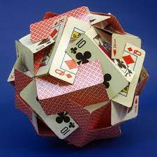 Print your game cards with the best. Math Monday Make A Ball Of Cards Playing Card Crafts Playing Cards Art Geometric Sculpture