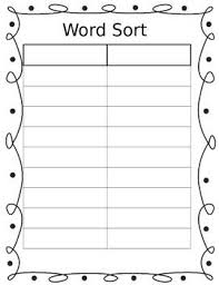 Blank Word Work Sort Sheet Word Sorts Words Their Way Sorts Word Work