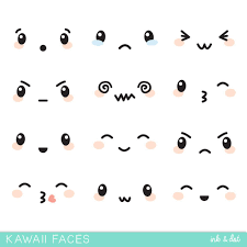 Kawaii Faces Clip Art Cute Face Expressions Japanese Anime Adorable Sticker Emotions Mood Commercial Personal Use Kawaii Faces Anime Faces Expressions Face Expressions