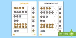 Check out our different sets of printable money worksheets for kids to practice recognizing different types of money. Trading Coins Worksheet Worksheet Teacher Made