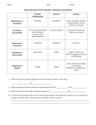 Domain And Kingdom Worksheet 1