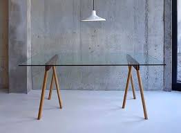 Crosscut Trestle Legs Glass Dining Room Table Trestle Legs Modern Furniture