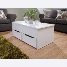 One side of the tabletop pops up to reveal a hidden cache of storage. Ultimate Storage Coffee Table White Home Centre Direct