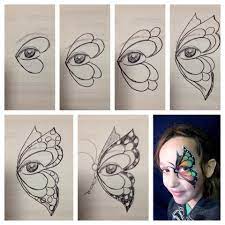 Marcella Murad Hand Drawn Step By Step Butterfly Wing Stepbystepfacepainting Pintura Cara Ninos Pintura Para Cara Ninos Maquillaje De Fantasia Infantil