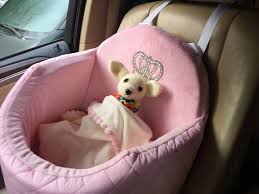 Car Seat For Dogs Made Of Pink Color Fabric Decorated With A Etsy In 2020 Dog Car Seats Dog Car Seat Cover Dog Bed Luxury