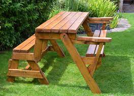 Wooden folding picnic table bench. Folding Picnic Table Bench Plans Patio Furniture Etsy