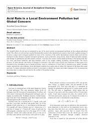Pdf Acid Rain Is A Local Environment Pollution But Global Concern