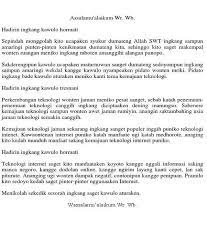 Bahasa jawa teks palapuran asil observasi yaiku teks kang nerangake asil observasi sing wis ditindakake. Pidato Bahasa Jawa Wirausaha Brainly Co Id