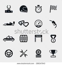 Car Race Icons Set Stopwatch And Speedometer Tire And Pedestal Helmet And Icon Set Car Tattoos Car Icons