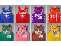 Navy blue #newera caps with purple mountains, white and navy blue #nike jerseys. Nba All Star 2020 The 8 Different Jerseys Colors You Ll See In Chicago Sbnation Com