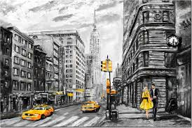 Leinwandbild Walk In New York New York Malerei Bilder Olgemalde Auf Leinwand