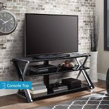 Whalen Xavier 3 In 1 Tv Stand For Tvs Up To 70 With 3 Display Options For Flat Screens Black With Silver Accents Walmart Com Tv Stand And Panel Flat Screen Tv Stand