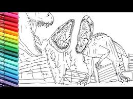 Spinosaurus indominus rex vs t rex coloring pages. Drawing And Coloring Indominus Rex Vs Mosasaur Vs T Rex Draw Jurassic World Dinosaurs Battle