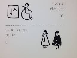 The Creative Powder Room Signage At Mathaf Museum Of Modern Art In Doha Qatar I Love The Use Of The National Dress Room Signage Wayfinding Signage Signage