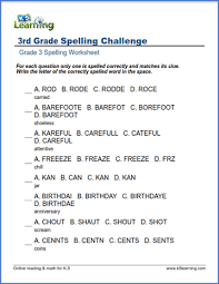These first grade spelling lists include 174 fry words (the first 100 plus 74 others). Spelling Worksheets For Grade 3 K5 Learning