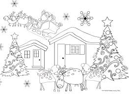 Ils permettent au père noël de s'envoler du pôle nord dans le ciel puis de maison en maison pour déposer les cadeaux sous le sapin. Coloriage Des Rennes Devant Le Chalet Du Pere Noel Tete A Modeler