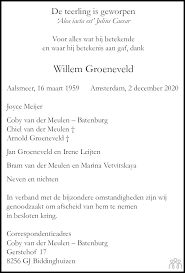 An update on willem groeneveld's research while affiliated with university of amsterdam and other places. Willem Groeneveld 02 12 2020 Overlijdensbericht En Condoleances Mensenlinq Nl