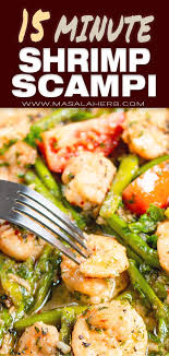 Add 1/4 cup white sauce and cook till slightly thickened. Shrimp Scampi With Asparagus And Tomato Video Masalaherb Com