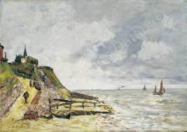 Le Rivage Et La Mer Villerville Eugene Boudin 1824 1898 Peinture Louiza Auktion Villerville Comment Peindre Peinture Classique