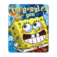 Good condition 8/10 this is 4 x 4 foot. Nickelodeon Fleece Throw Spongebob Bubble Trouble 50x60 New Blanket