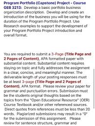 Subject wise capstone project examples. Program Portfolio Capstone Project Course Geb Chegg Com