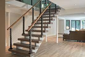 The stair handrail kits are simple and you'll easily be able to get something that not only matches but also enhances your space. Project 255 Aluminum Cable Railing Posts Stairsupplies Home Stairs Design Staircase Design Stair Railing