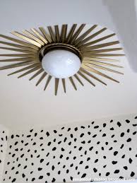 Install A Starburst Mirror Frame Around A Flush Mount Ceiling Light For A Dramatic Makeover Hallway With Images Gold Sunburst Decor Lighting Makeover