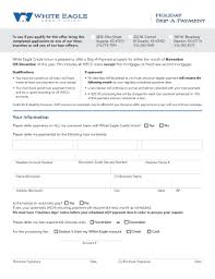 White eagle credit union or wecu located in augusta, el dorado and newton kansas. Fillable Online Holiday Skip A Payment White Eagle Credit Union Fax Email Print Pdffiller