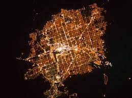 Las Vegas Is World S Brightest City From Space Due To A Concentration Of Lights Clear Desert Air Trave Canopy Lights Traveling By Yourself City Lights