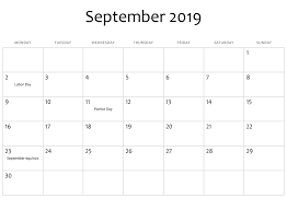 September 2019 Calendar With Holidays India Usa Canada Australia September Calendar 2019 Calendar Fillable Calendar