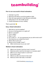 Ask them to share one internal value they got from that place, and why is that important for them. 41 Fun Virtual Team Building Activities Games Ideas In 2021