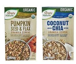 140 calories, nutrition grade (c plus), problematic ingredients, and more. Amazon Com Simply Nature Organic Cereal 2 Pack Pumpkin Seed Flax Granola Cereal Coconut Chia Granola Cereal Excellent Source Of Fiber