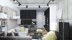 Amenagement Studio Avec Un Mobilier De Cuisine Noir Mat Et Un Canape D Angle Amenagement Petit Appartement Amenagement Studio Amenagement Appartement
