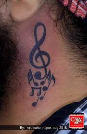Neck Music Symbol Tattoo For Men And Women Tattoo Done At Crazyink Tattoo Studio Raipur Music Neck Tattoo For Guys Small Neck Tattoos Hand And Finger Tattoos