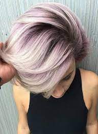 Cute Short Hairstyle With Purple Platinum Highlights Knowledge Regarding Hairstyles Fashion Short Hair Color Hair Styles Metallic Hair