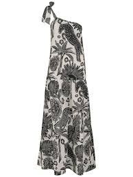 Check spelling or type a new query. Johanna Ortiz Galapago One Shoulder Floral Animal Print Linen A Line Dress In White Black Modesens