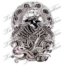 Black And White Nautical Half Sleeve Tattoo Designs Nautical Themed And Japanese Styled Half Sleeve Tattoo Design Tatoo