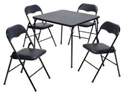 Amazon Com 5 Piece Black Portable Card Table This Table Is Great Furniture For Indoor Table And Chair Sets Compact Table And Chairs Space Saving Dining Table