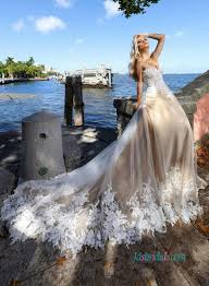 Lace overlay wedding dress | luxury brides. H0923 Stunning White Lace And Tulle Overlay Nude Wedding Dress