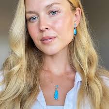 Turquoise Necklace & Earrings Set in Sterling Silver 925 with Genuine  Turquoise (20” Chain), Metal Gemstone, Turquoise : Amazon.co.uk: Fashion