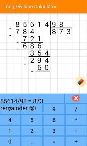 The calculator will accommodate divisors and dividends containing decimal points and will give the remainder in both the whole number and the decimal format. Long Division Calculator For Android Apk Download